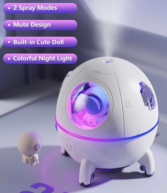 🚀 Humidificador de Aire Cápsula Espacial con Luz LED